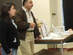 Project YANO Board member Nancy Cruz and Fernando Suarez, father of a Marine killed in Iraq, give a presentation to students.