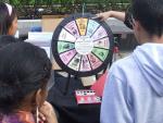 Students line up at our table to play our Leaders of Social Change history game.